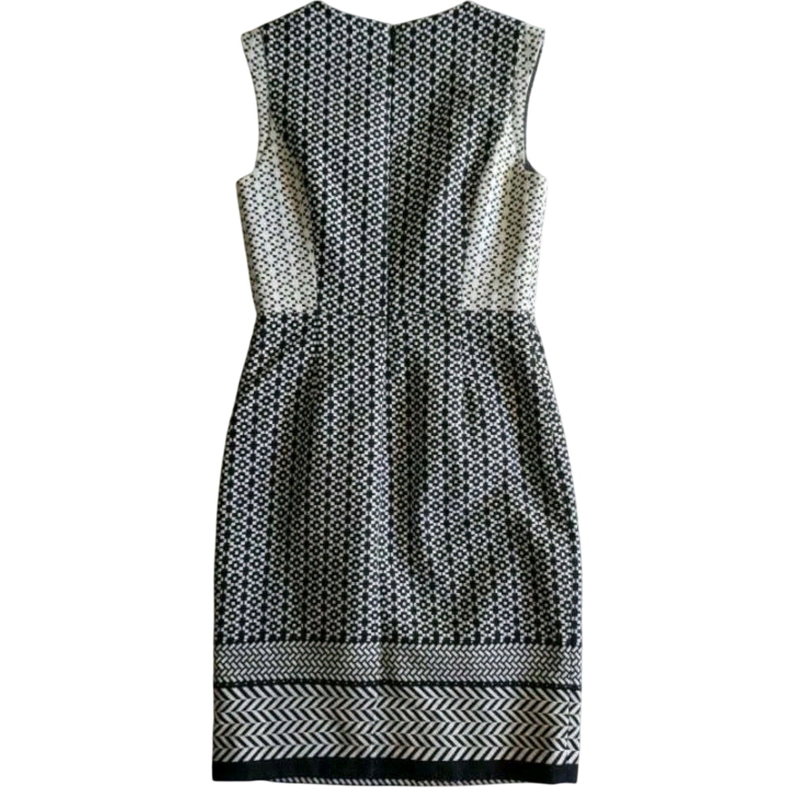 New J Crew Paneled Geometric Sheath Dress  $168 SIZE 4 Black/White KNEE LENGTH