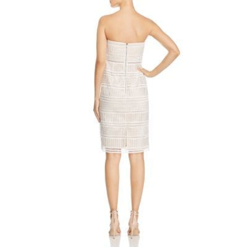 New Adrianna Papell Lace Eyelet Mini Dress Special Occasion Size 8 White Geo