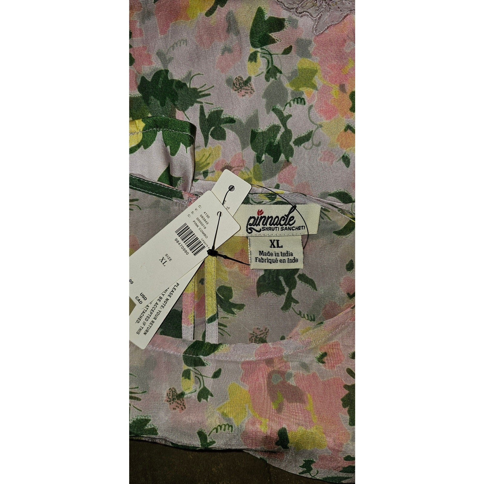 Anthropologie Pinnacle Shruti Sancheti Sheer Pink Floral Mini Dress $228 XL Anthropologie