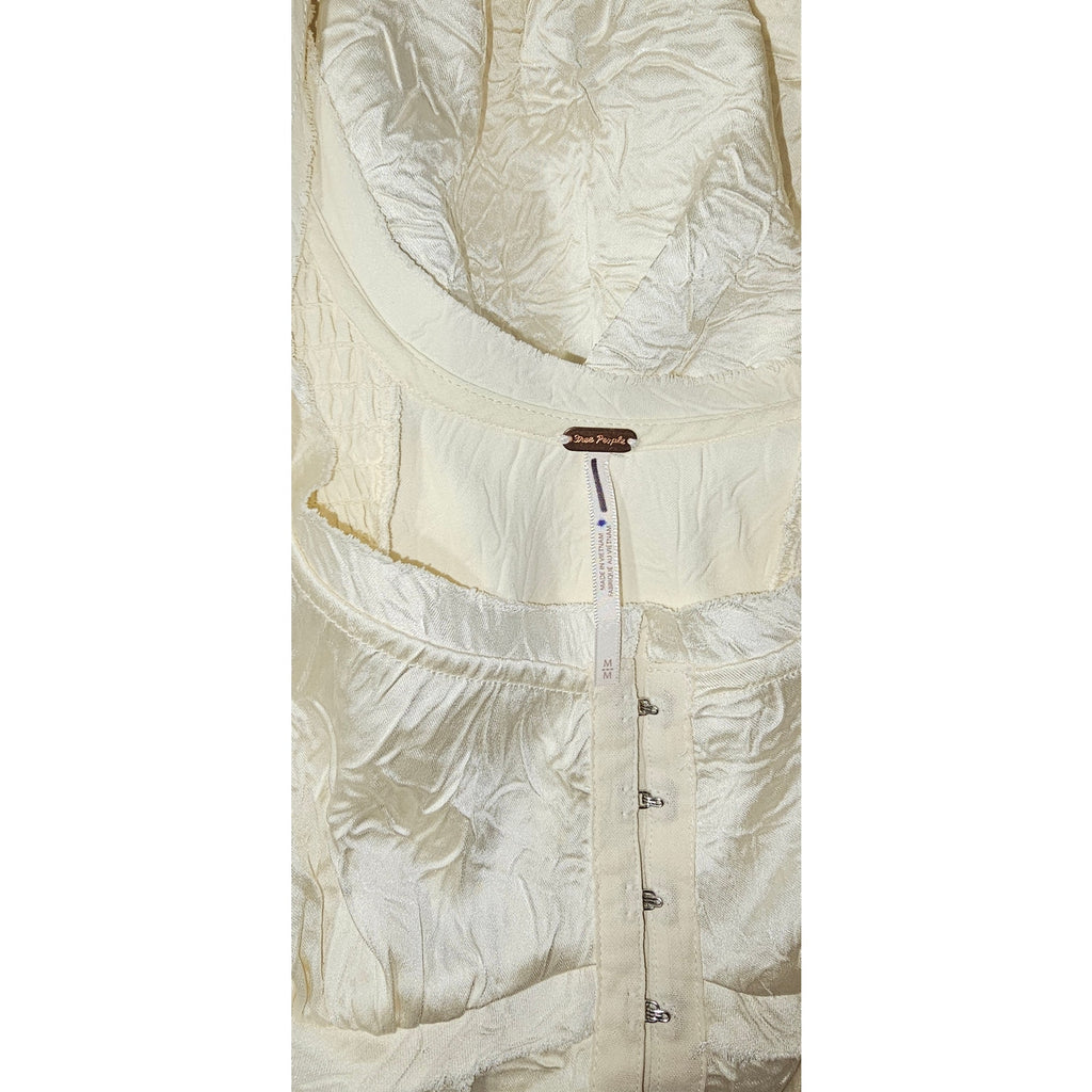 Free People Loveday Midi Dress MEDIUM Ivory Bohemian Drop Waist Free People
