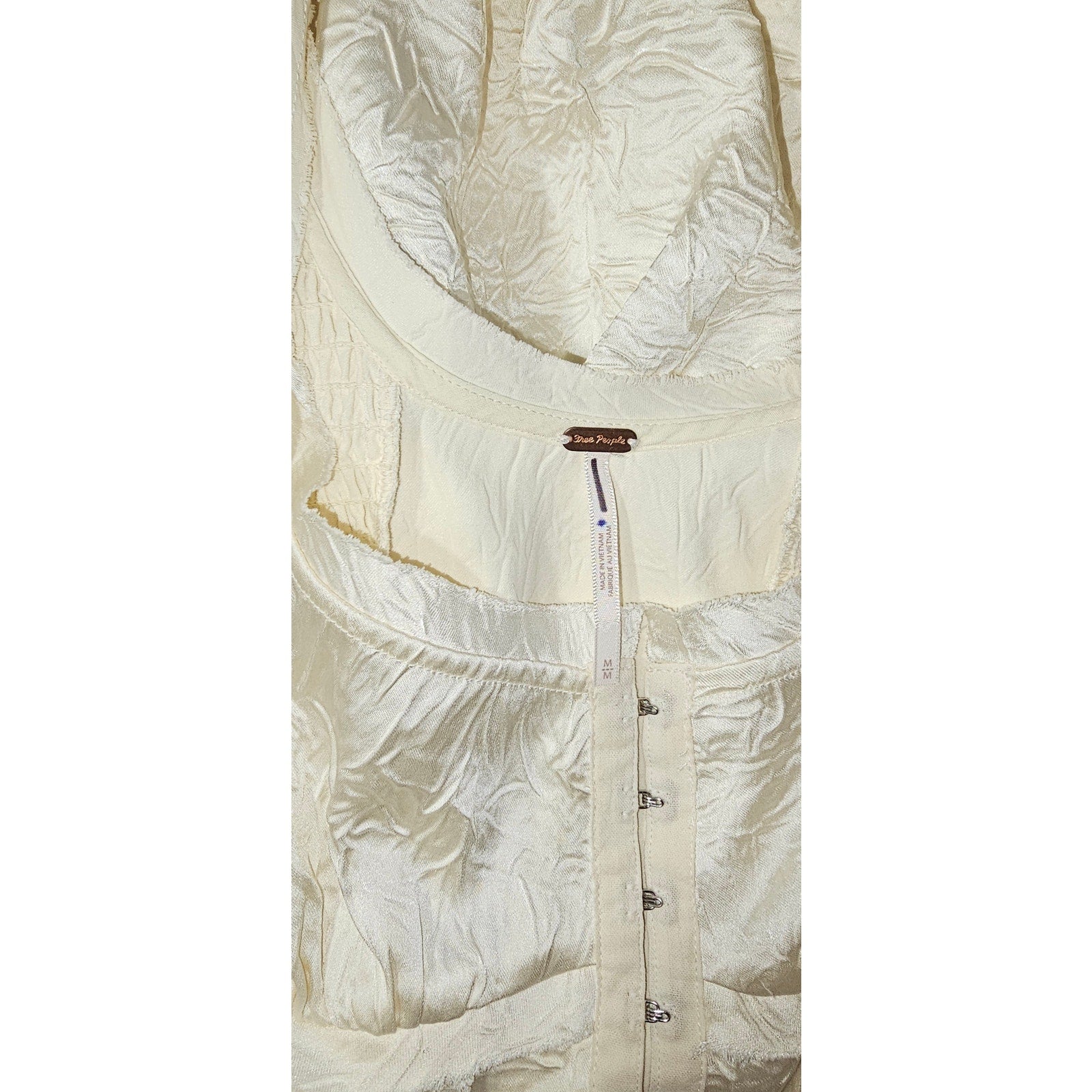 Free People Loveday Midi Dress MEDIUM Ivory Bohemian Drop Waist Free People