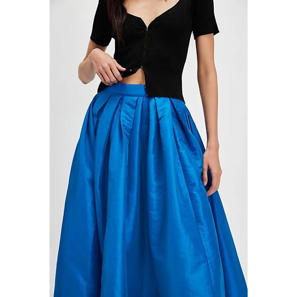 New Free People Emilia Full Skirt $98 SMALL Lake Victoria BLUE High-Rise