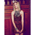 New Free People Wish Upon A Star Lace Dress RICH RED COMBO Retail $168 Size 2