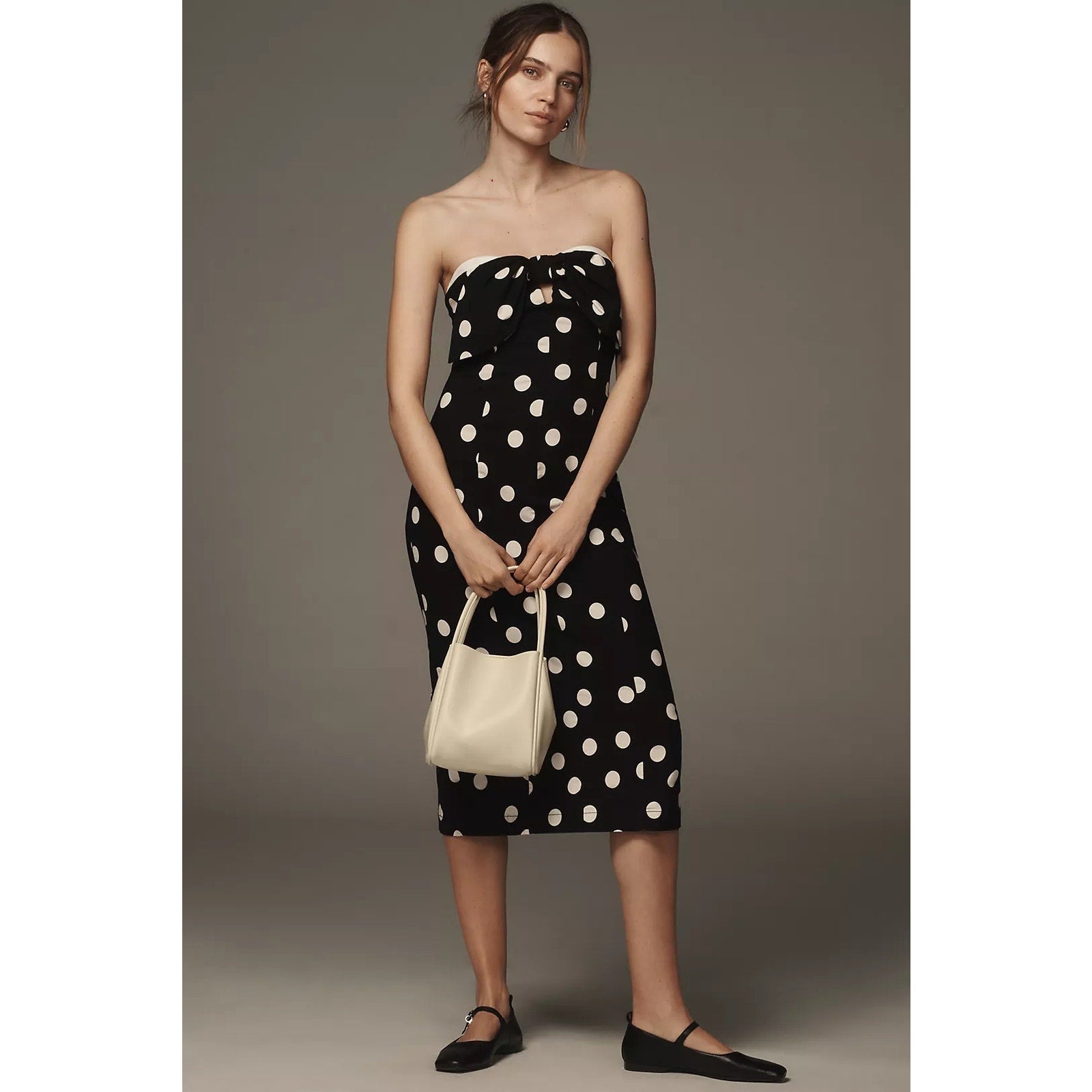 Anthropologie Strapless Bow-Front Midi Dress $168 XL Black Removeable Straps