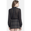 New Free People After Midnight Sheer Long-Sleeve Blouse $78 Black Sz Small