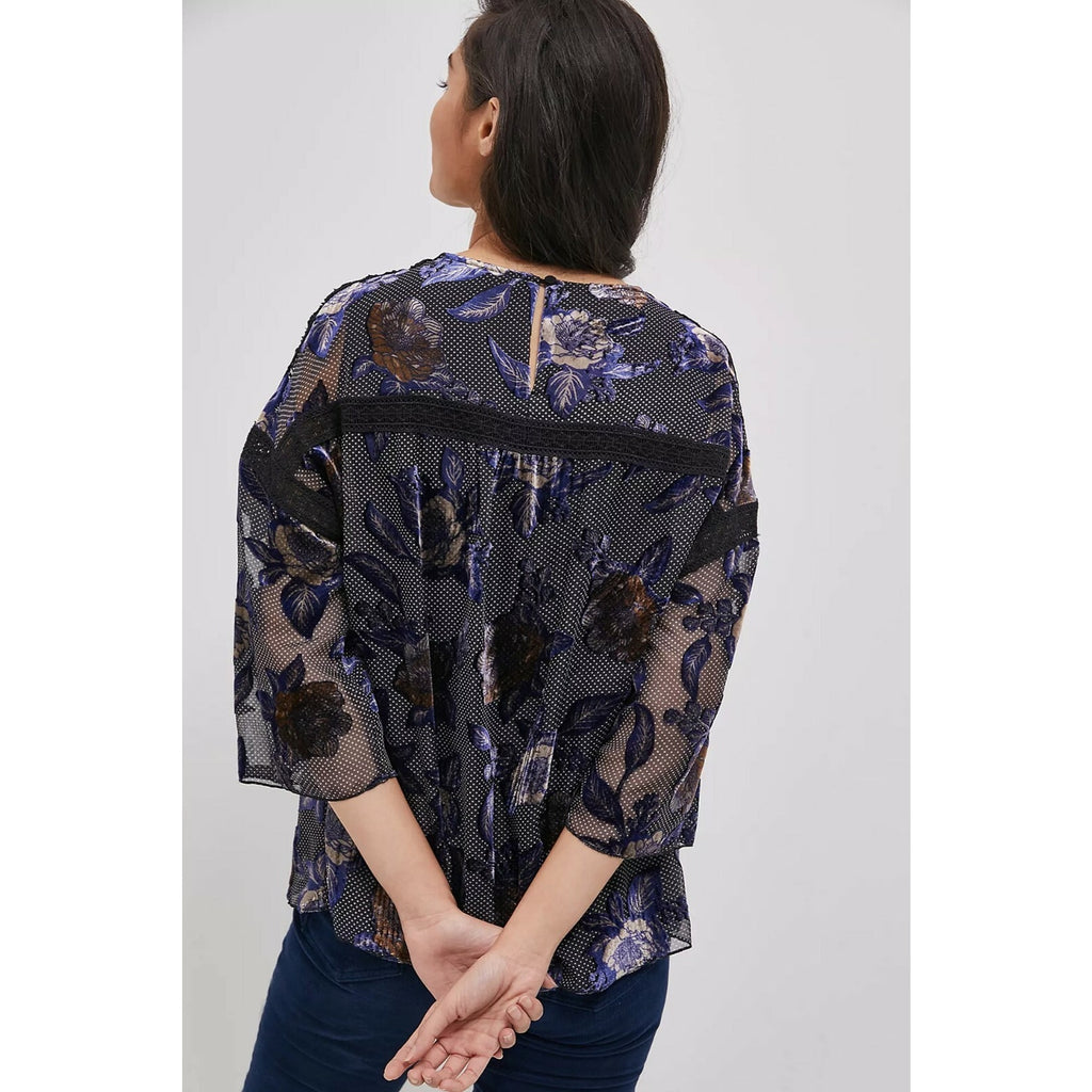 NEW Anthropologie $168 Daniel Rainn Zelda Burnout Velvet Floral Blouse Sz M