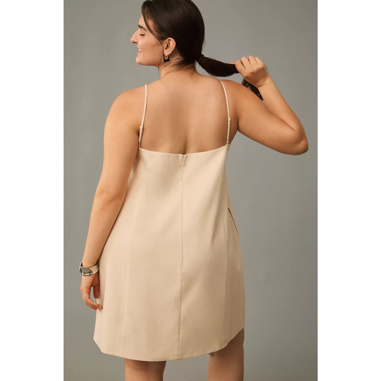 Anthropologie Mare Mare Linen Blend Square-Neck A-Line Mini Dress Sz M Anthropologie
