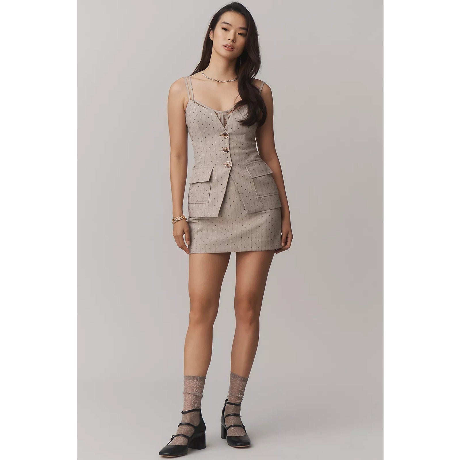 Anthropologie Maeve Structured Blazer Dress LARGE Neutral Anthropologie