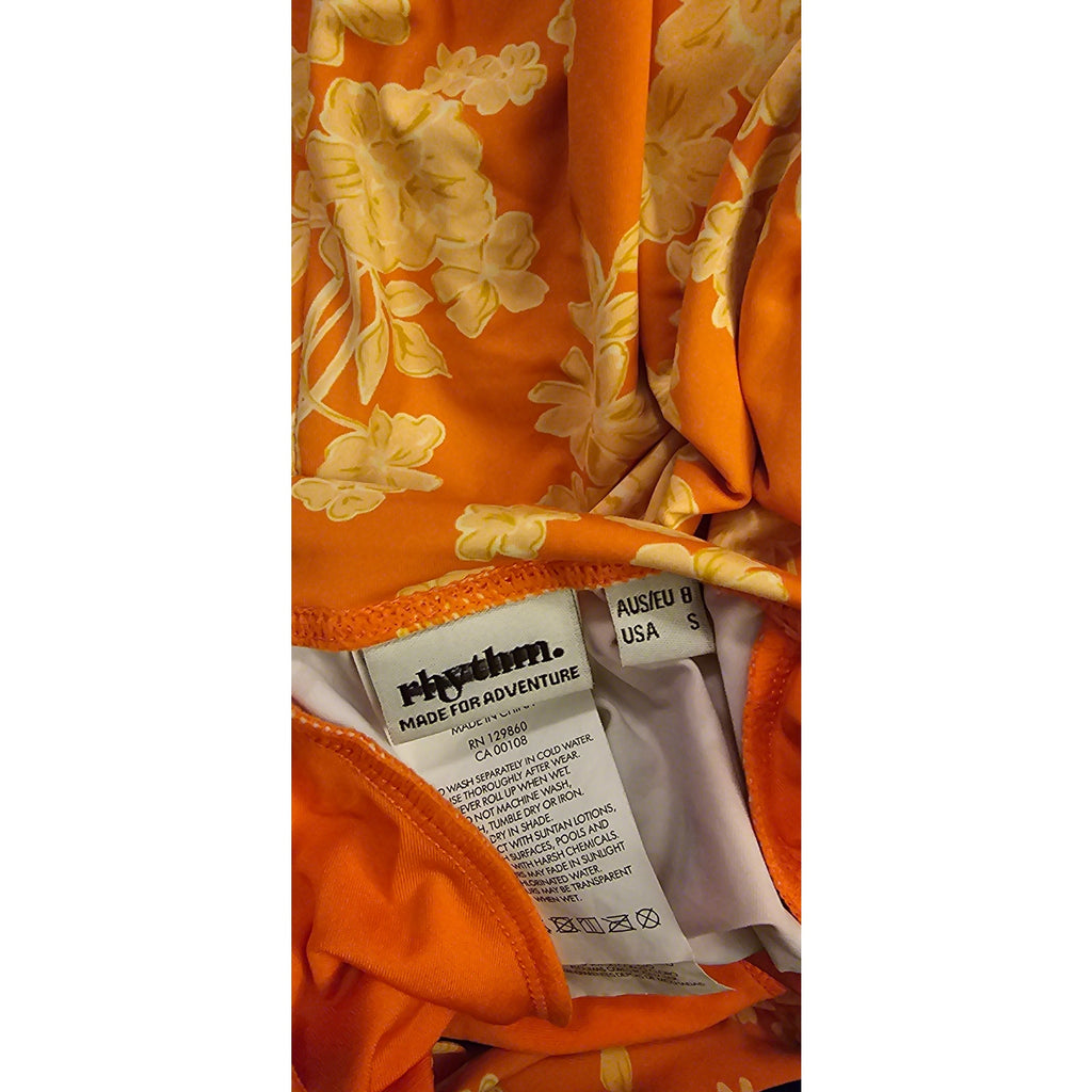 New FREE PEOPLE Rhythm Serene Long Sleeve One-Piece Swimsuit $110 SMALL Orange Free People