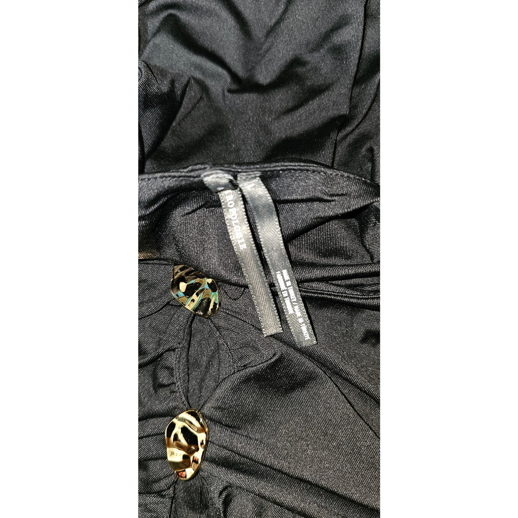By Anthropologie Sleeveless Hardware Ruched Midi Dress LARGE Black Anthropologie