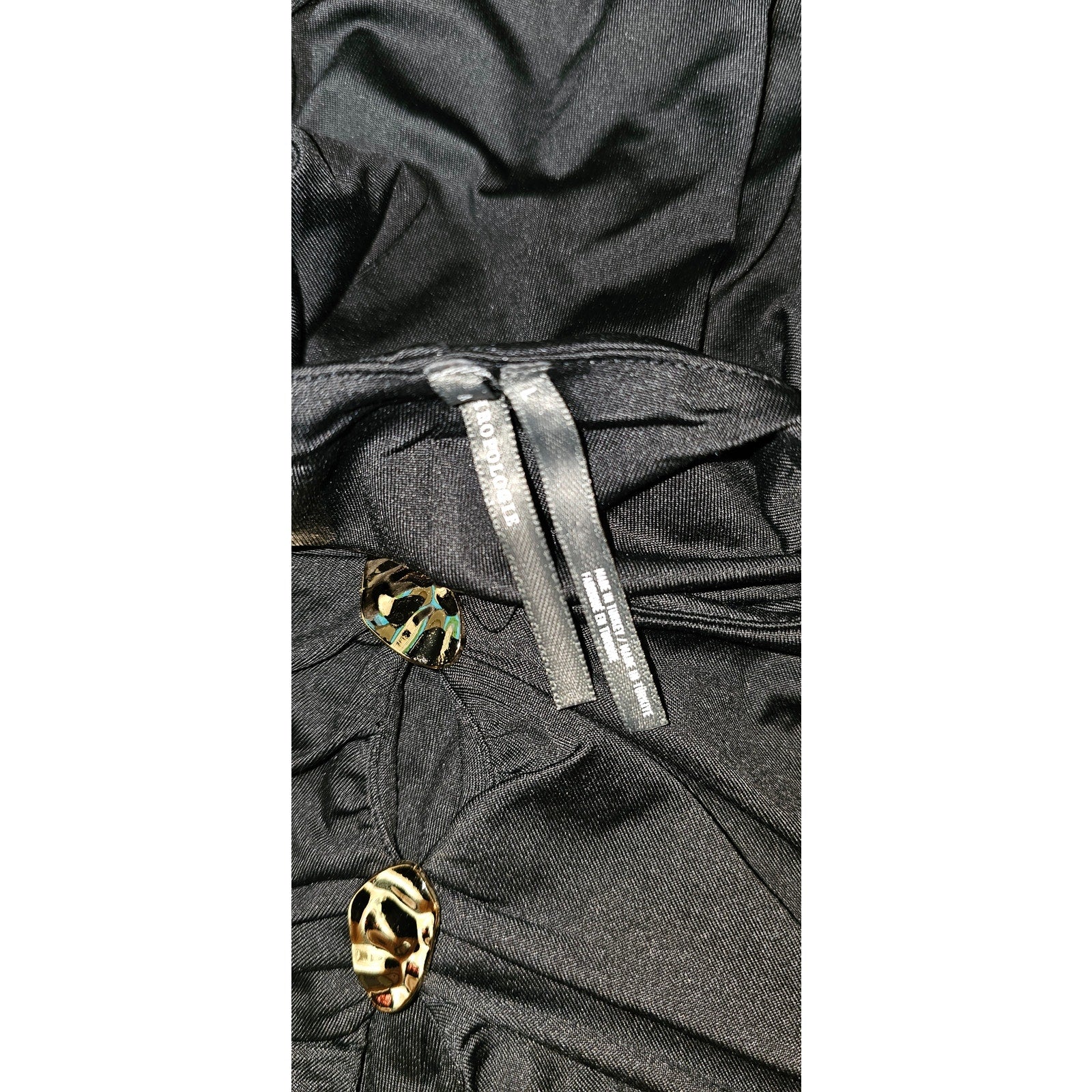 By Anthropologie Sleeveless Hardware Ruched Midi Dress LARGE Black Anthropologie