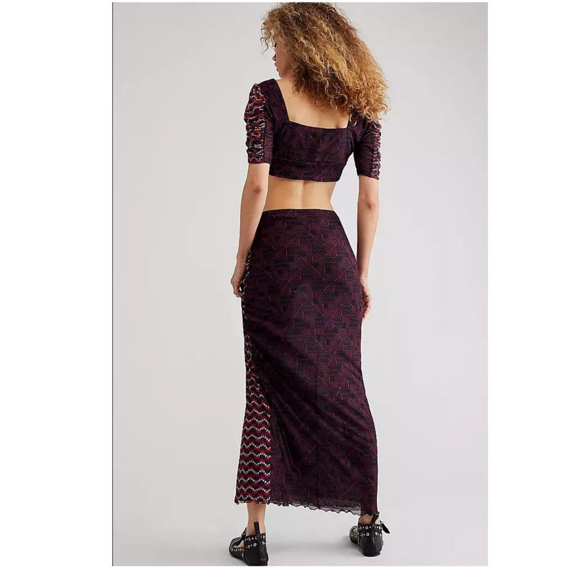 New FREE PEOPLE Anna Sui Sunburst And Tulips Set  $689 MEDIUM Red Motif RUNWAY