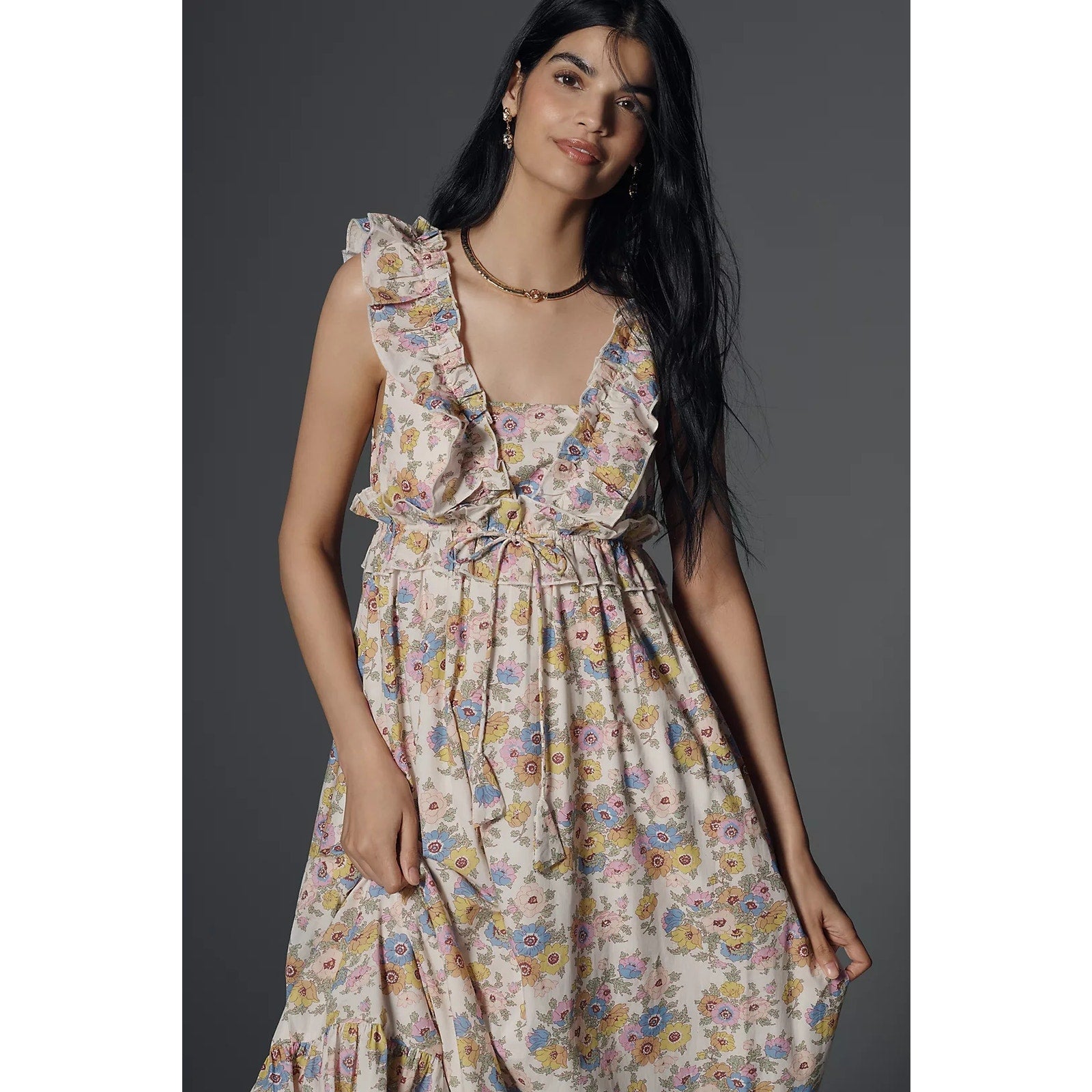 ANTHROPOLOGIE Love The Label x Liberty London Penida Ruffle Maxi Dress SMALL Anthropologie