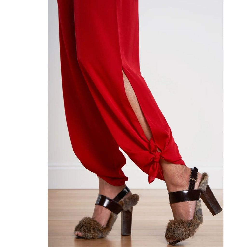New FREE PEOPLE Puna Pondy Pants Set by Nouvelle Silk95Five $620 XS Red