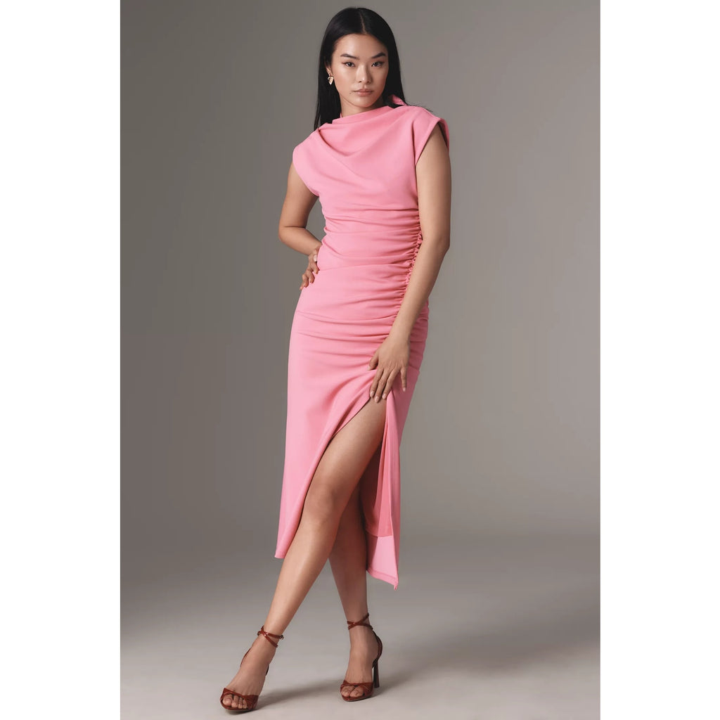 Anthropologie The Maya Ruched Cowl-Neck Midi Dress X-Small Pink Anthropologie