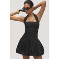 Anthropologie x Delfi Collective Halter Bubble Mini Dress LARGE Black Anthropologie