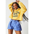 FREE PEOPLE Camp Out Nylon Shorts LARGE Blue Fizz BUBBLE-HEM Free People