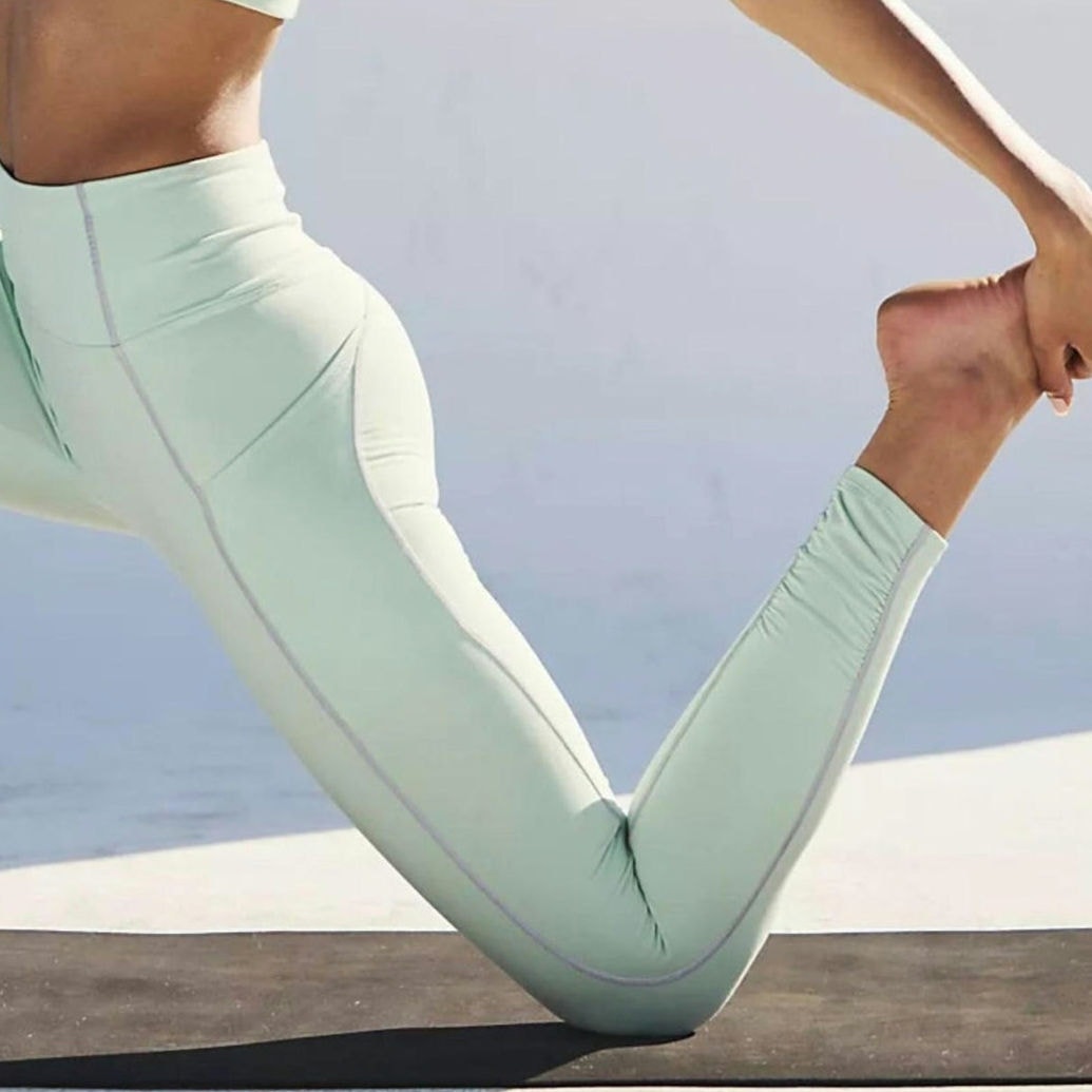 Free People MOVEMENT You're A Peach Leggings X-SMALL Cactus Mint POCKETS Free People