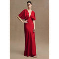 Anthropologie BHLDN Leila Deep-V Flutter-Sleeve Satin A-Line Gown SIZE 22W Anthropologie