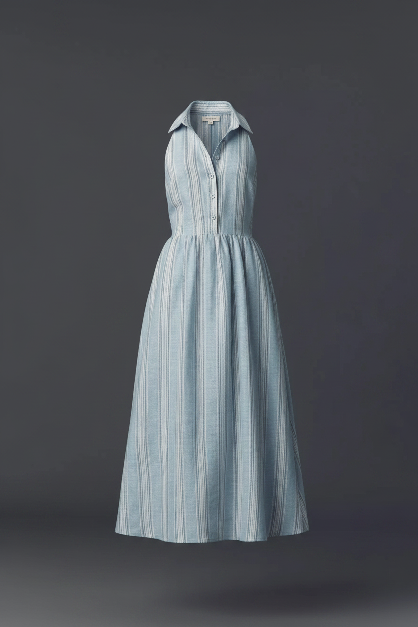 Anthropologie Reformation Tace Linen Midi Shirt Dress $248 SZ 10 Blue Stripe Anthropologie