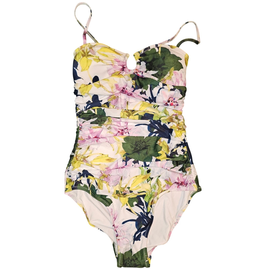 Anthropologie Ruched Seaside One-Piece Swimsuit SMALL Removable Straps Anthropologie