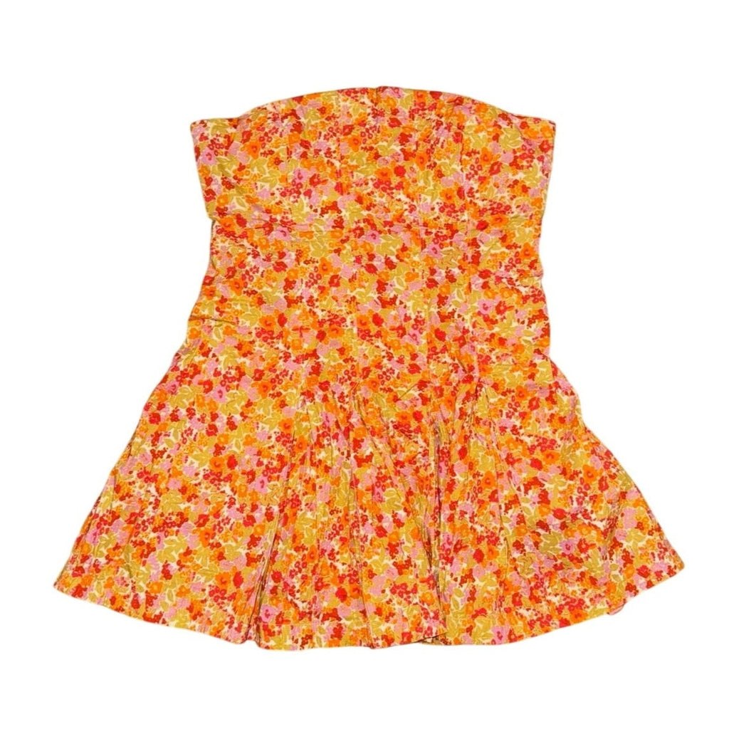 Free People Made Me Smile Floral Mini Dress X-LARGE Orange STRAPLESS Free People