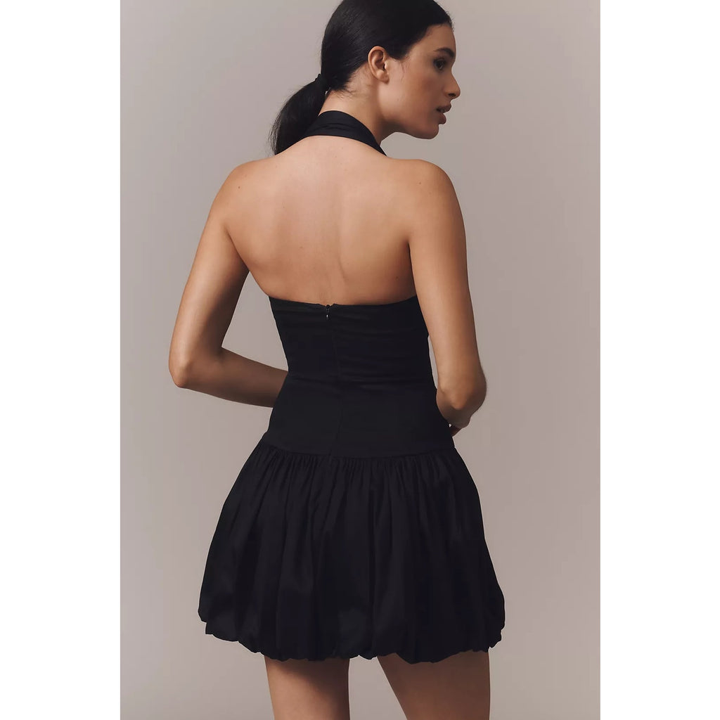 Anthropologie x Delfi Collective Halter Bubble Mini Dress LARGE Black Anthropologie