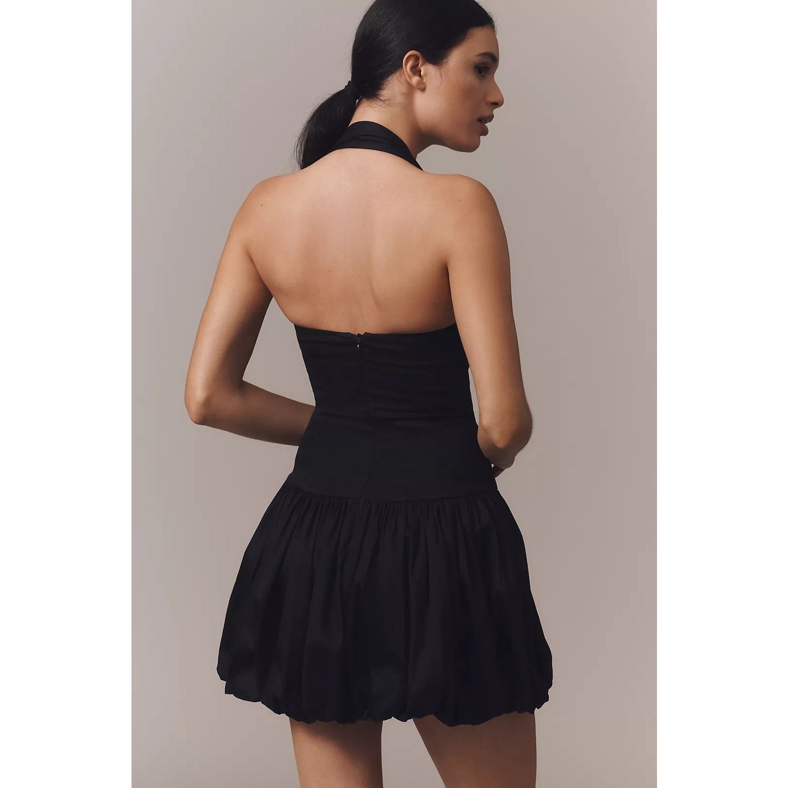 Anthropologie x Delfi Collective Halter Bubble Mini Dress LARGE Black Anthropologie
