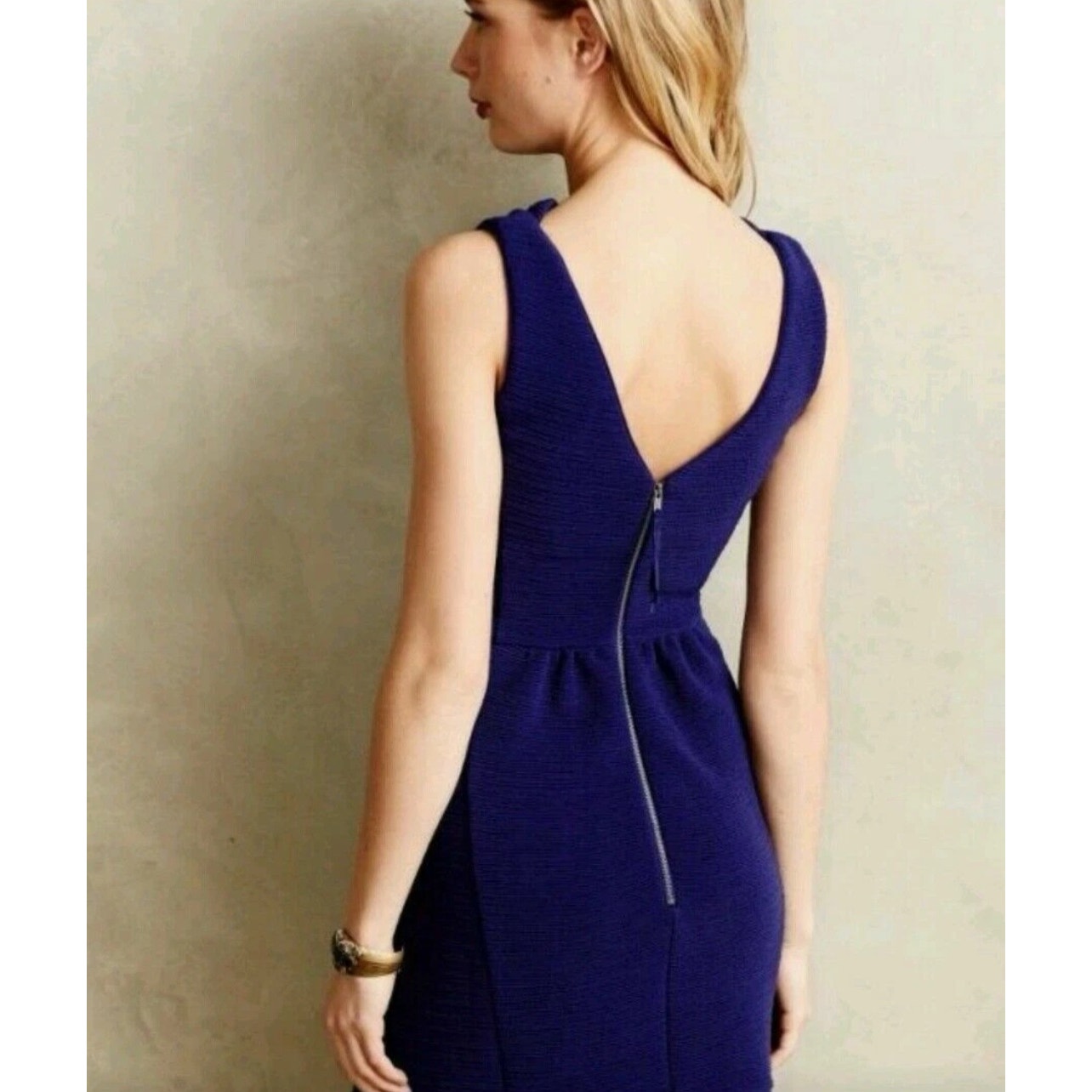 New Anthropologie MAEVE Ottoman Mini Dress $158 LARGE PETITE Blue
