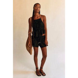 Free People FREE-EST Angelina Short Set X-SMALL Black Semi Sheer