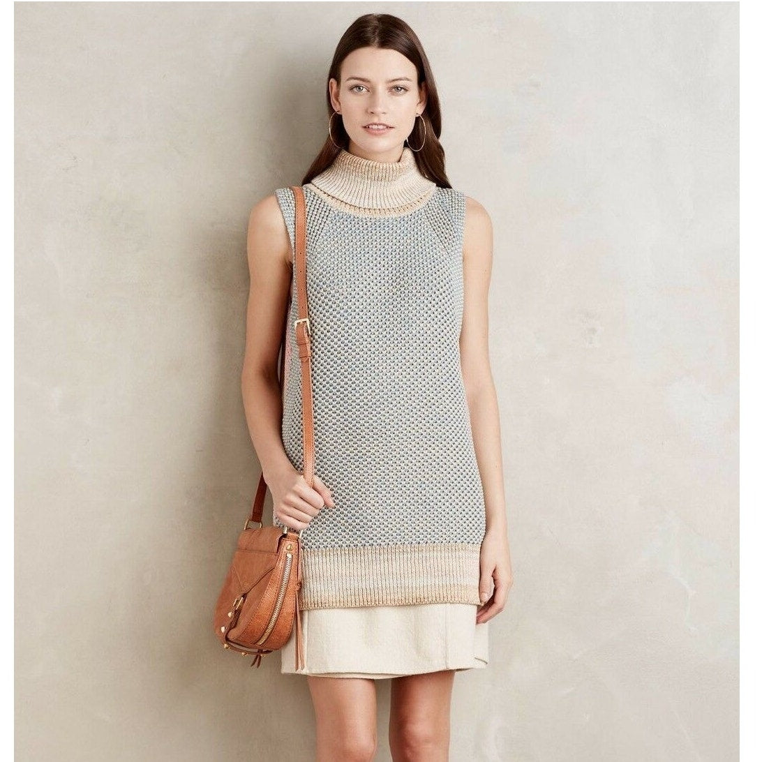 New $228 Anthropologie Color Block Turtleneck Vest by Raoul SMALL