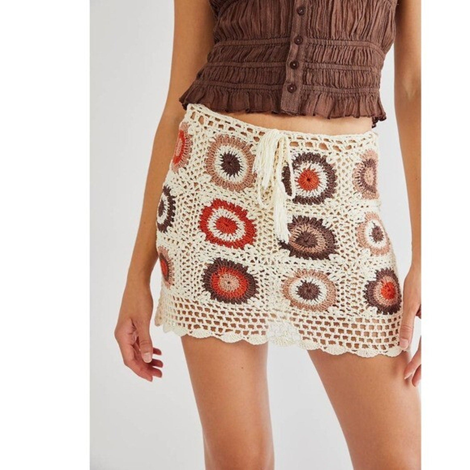 New Free People FLOOK Marni Crochet Mini Skirt $138 XS