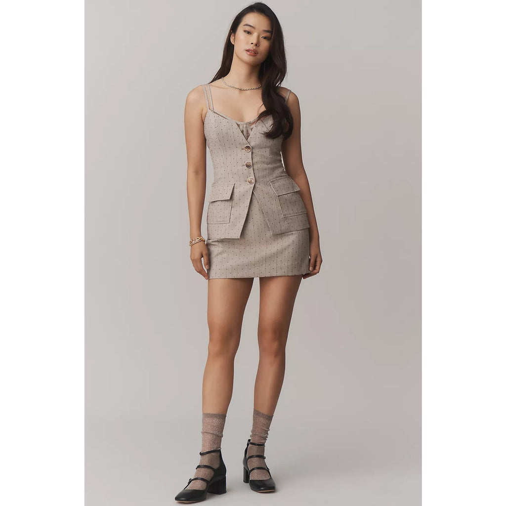 Anthropologie Maeve Structured Blazer Mini Dress SMALL Neutral Anthropologie