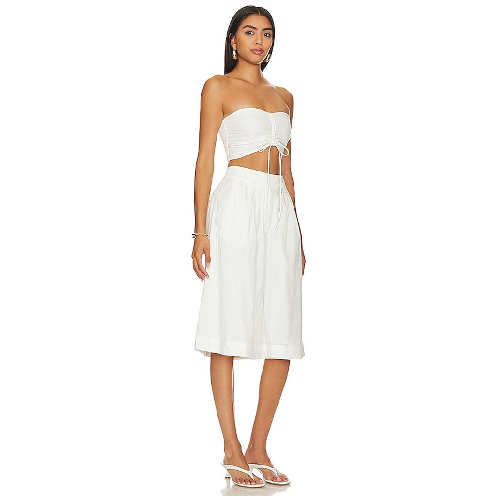 New FREE PEOPLE Minnie Short Set $148 SIZE 10 White Longline Shorts and Crop Top
