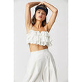 New Free People Danelle Crop Top Wide-Leg Pants Set $168 X-LARGE White Trousers