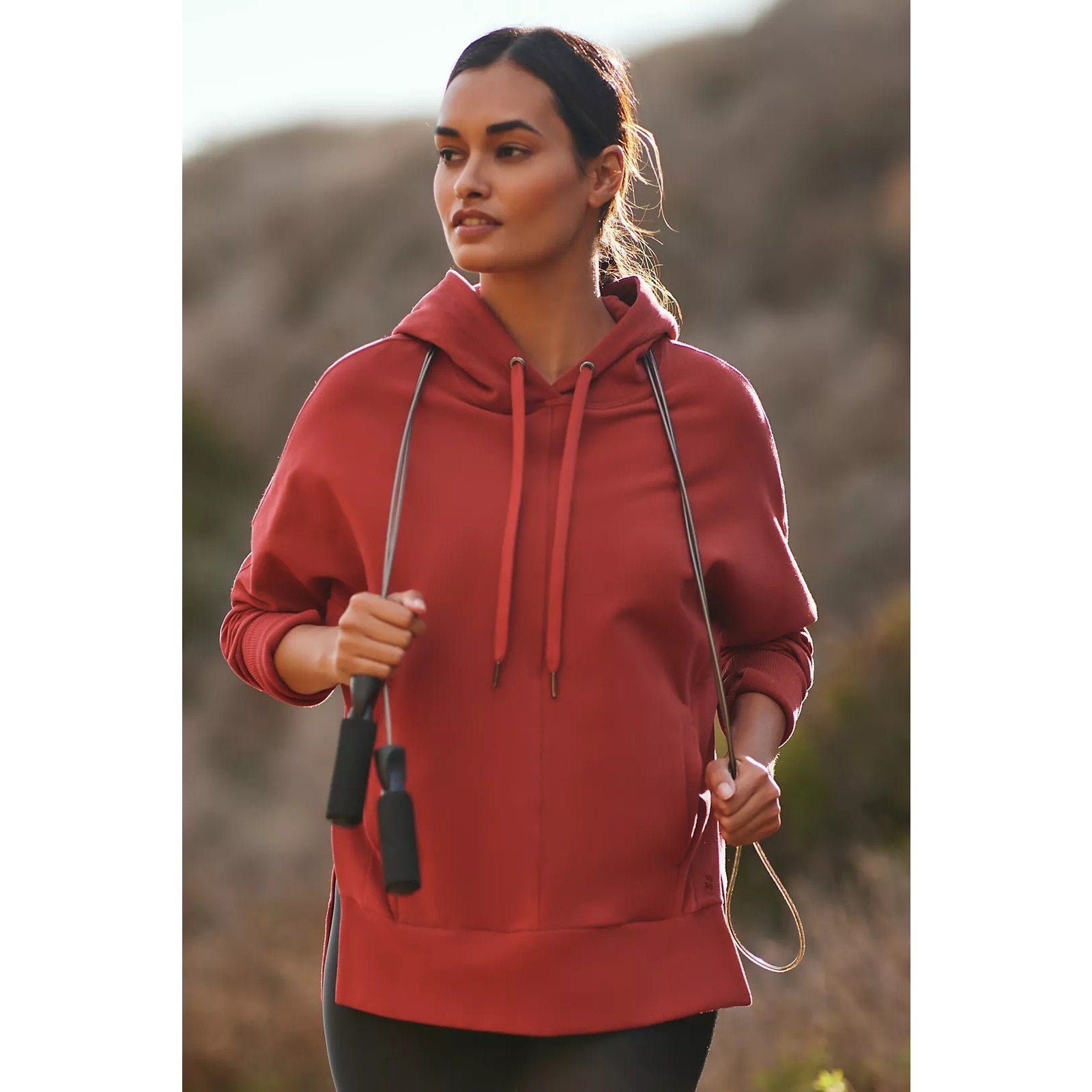 Anthropologie Sweaty Betty Liberate Luxe Fleece Hoodie $148 XS Red