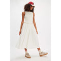 FREE PEOPLE Nightingale Seersucker Midi Dress SMALL Ivory SMOCKED Free People