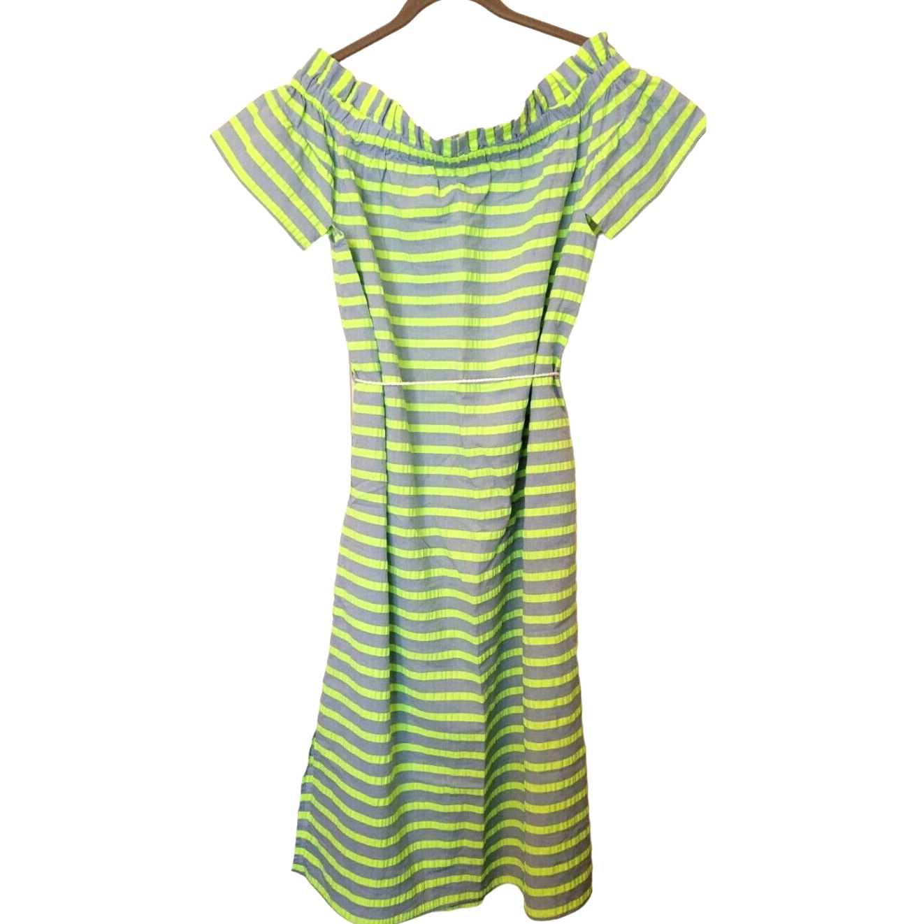 New Corey Lynn Calter Biata Off-The-Shoulder Midi Dress $178 SMALL Blue Lime