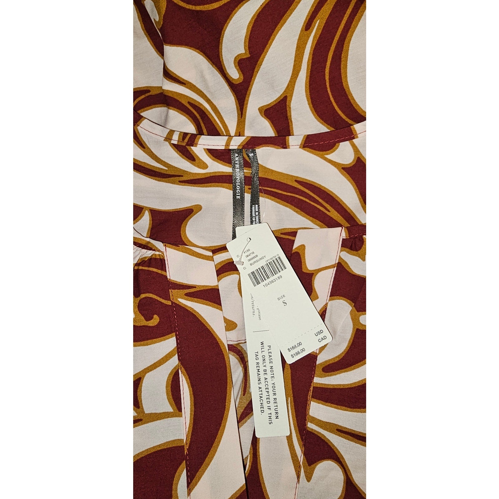 Anthropologie Somerset Maxi Dress SMALL Burgundy Anthropologie