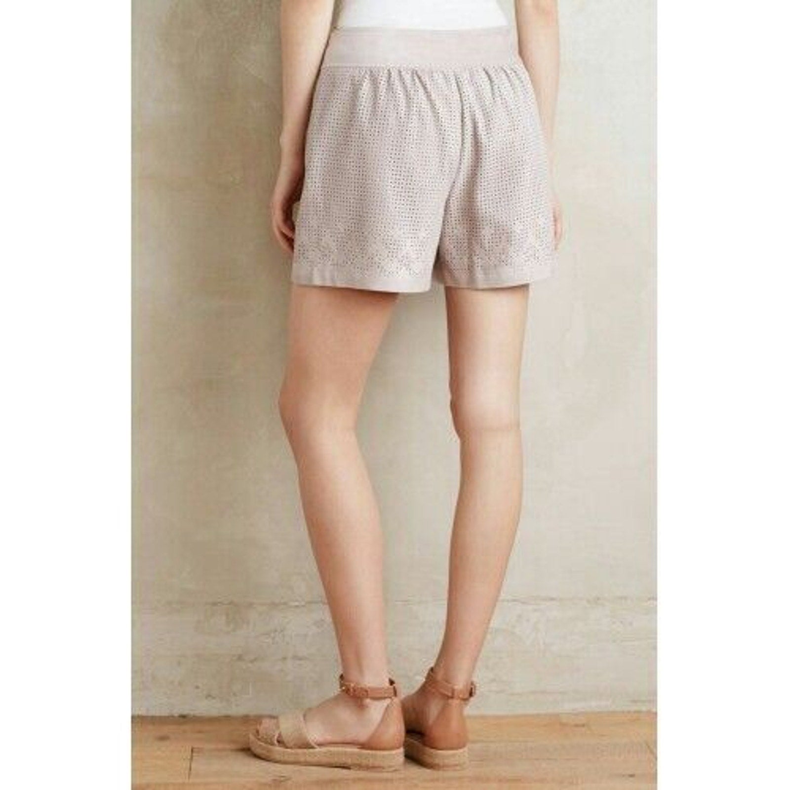 New Anthropologie Vegan Suede Cutwork Shorts by Elevenses Retail $118 Size 6