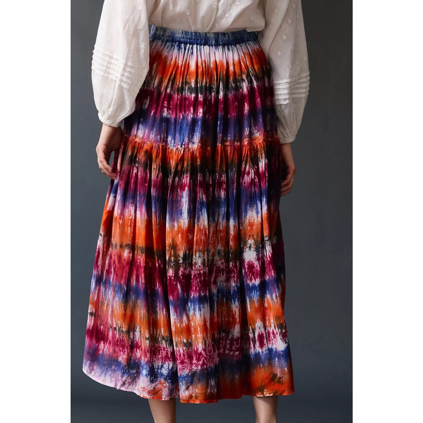 NEW Anthropologie Oksana Tie-Dye Midi Skirt NORBLACK NORWHITE Size Small