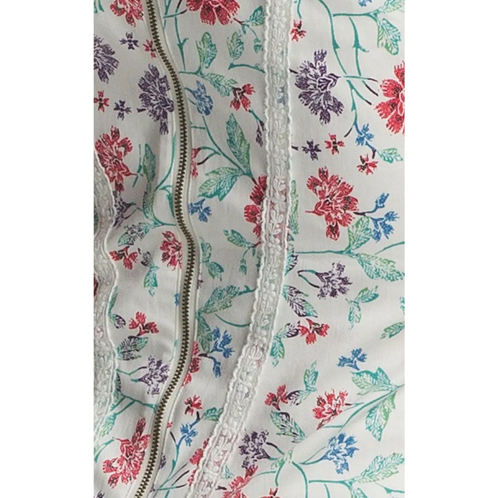 New Free People Miss Lizzy Floral Corset Top $98 SIZE 2 White Zip Lace Detail