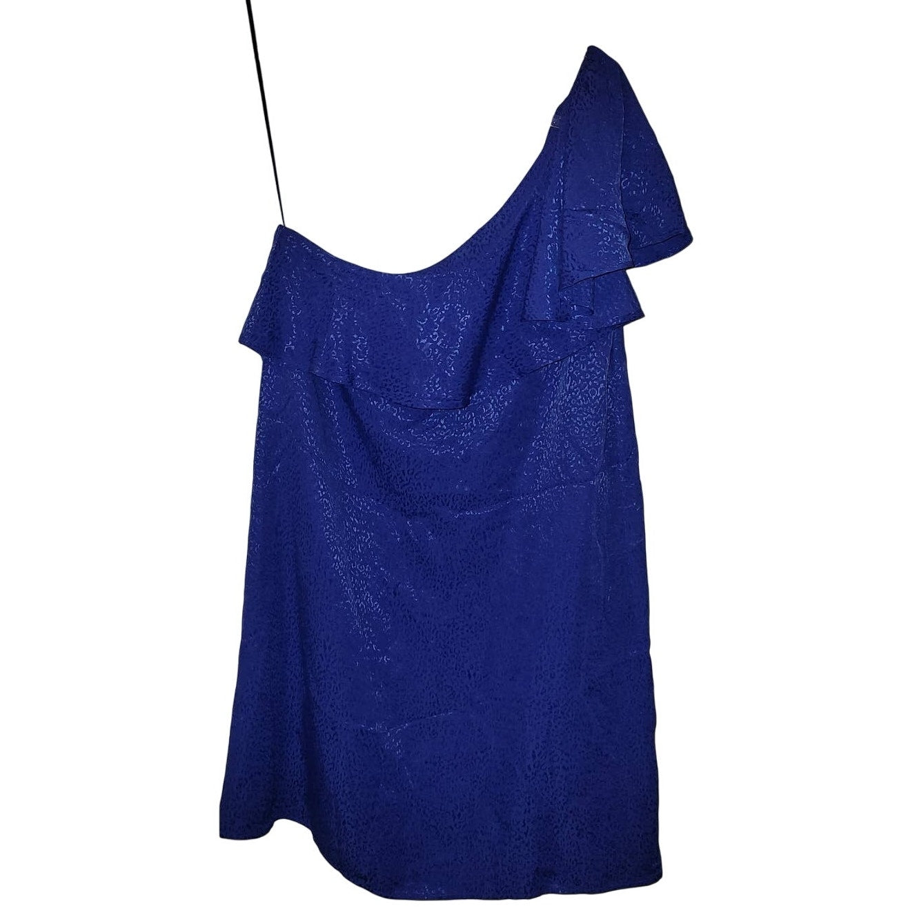 New Anthropologie Ruffled One-Shoulder Mini Dress $140 SIZE 6 BLUE