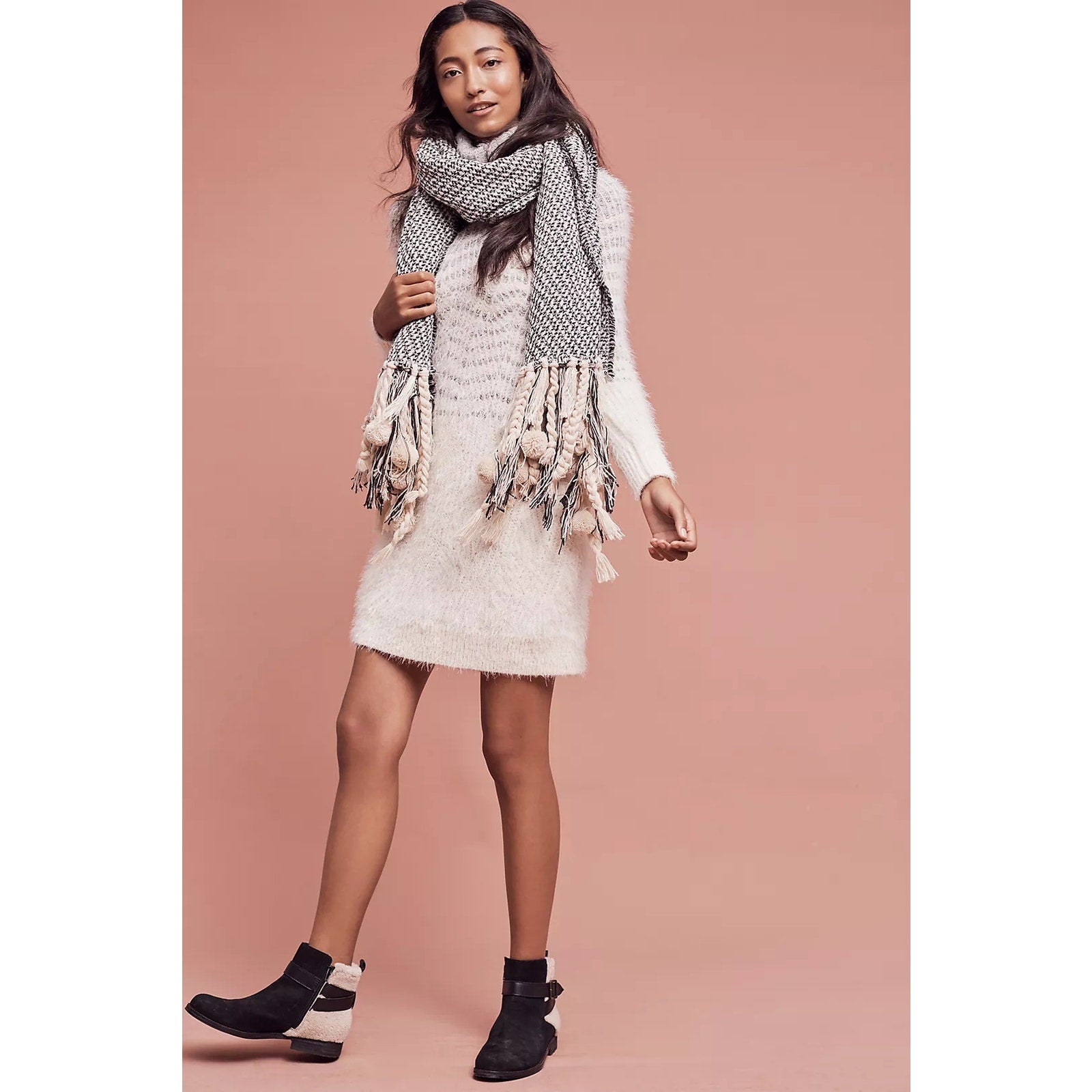 Anthropologie Sleeping Snow Eyelash Sweater Dress