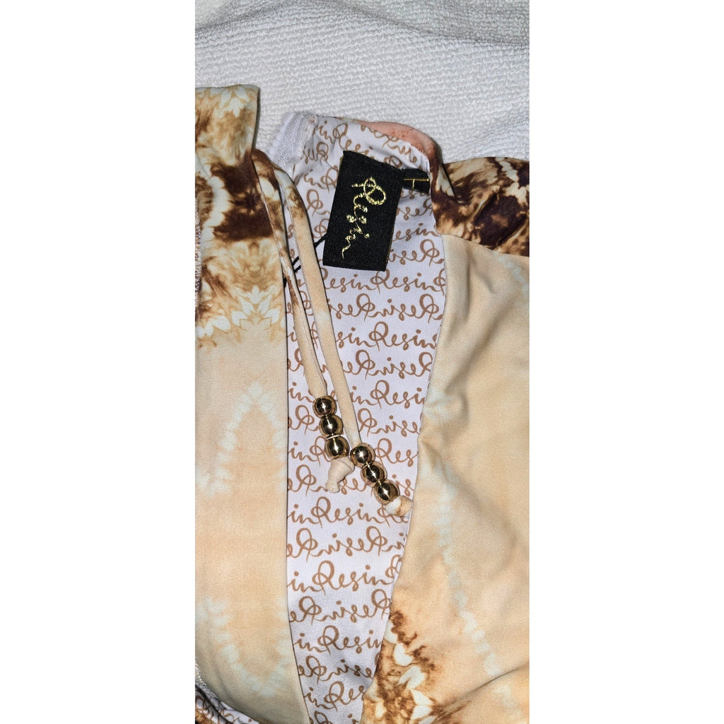 New FREE PEOPLE Resin Obsidian Paisley Surf Suit $185 LARGE Brown Motif