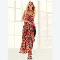New Free People Mulberry Strappy Keyhole Floral Maxi Dress Size Small Boho Coral