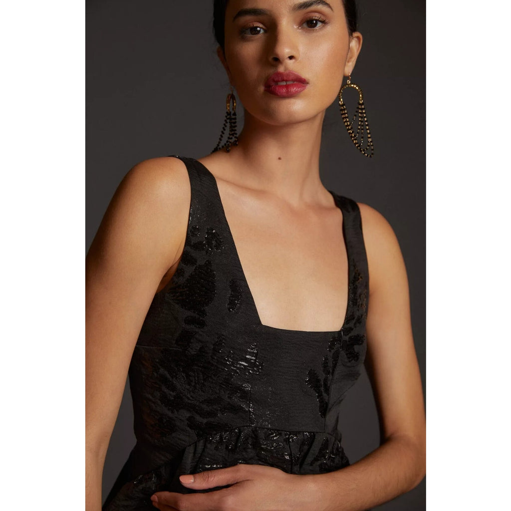 NEW Anthropologie Black Maeve Jacquard Mini Dress Size 8