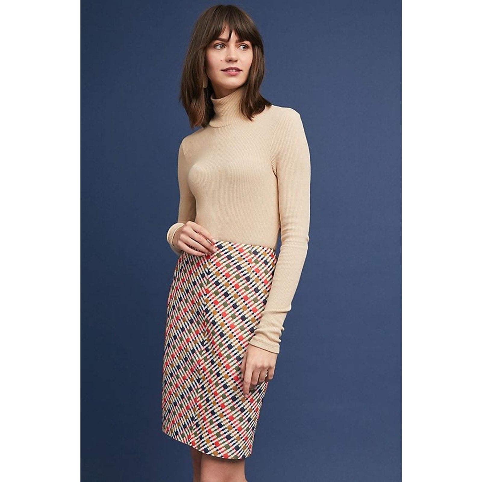 NEW Anthropologie Laura Striped-Jacquard Pencil Skirt By hutch Size 6