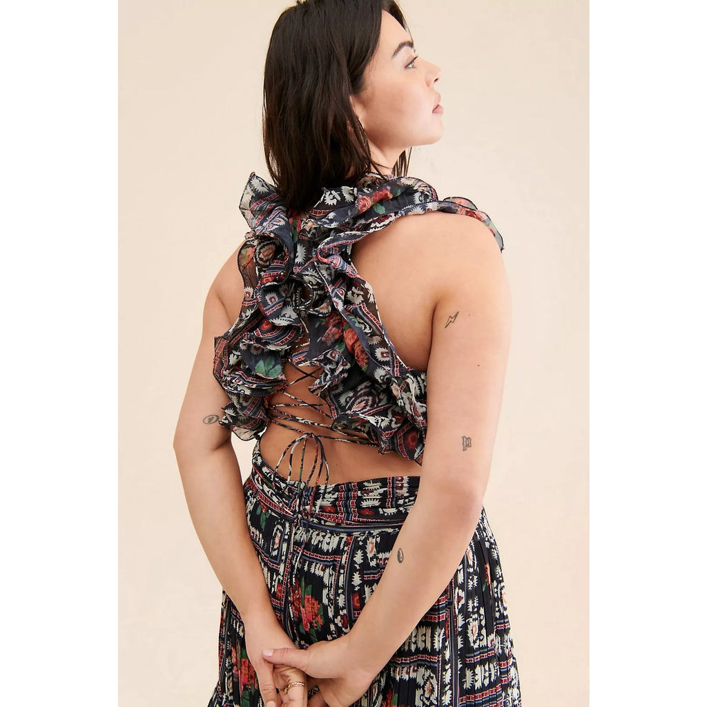 Anthropologie  Let Me Be Ruffle Tie Back Floral Dress