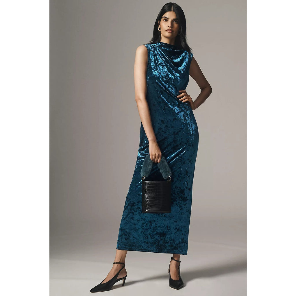 Anthropologie Significant Other Kaja Stretch Velvet Maxi Dress $278 SZ 4
